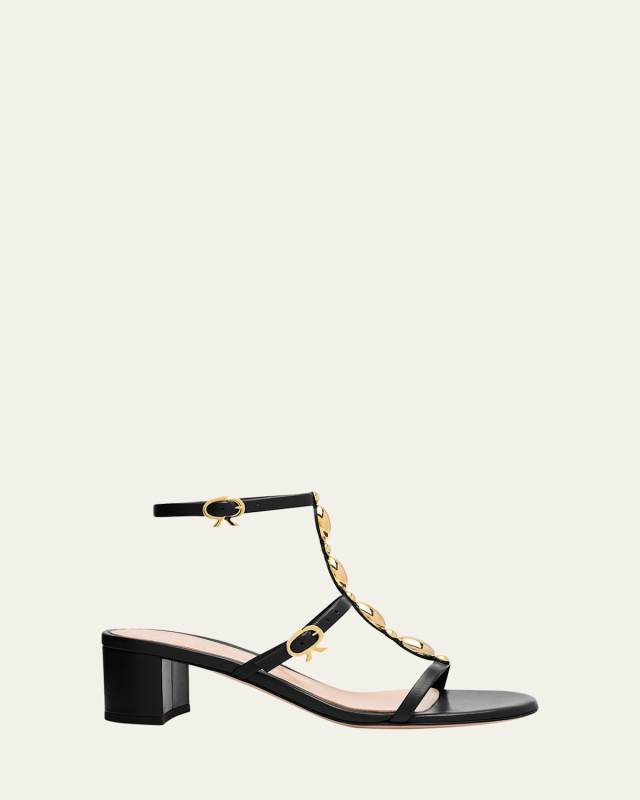 Shanti Beaded T-Strap Leather Sandals